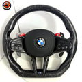 BMW G Series and F Series forged carbon smooth leather steering wheel front product view by CJ Mod Garage