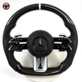 Mercedes AMG W205 C-Class 2015-2021 carbon fiber Dragonfly steering wheel with perforated leather by CJ Mod Garage
