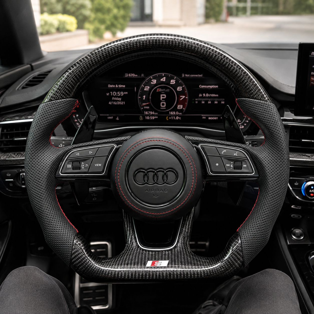 Carbon Fiber Audi Steering Wheel for A1 A3 A4 A5 A6 A7 C6 C7 S3 S4 S5 S7 Q3 Q5 Q7 SQ5 RS RS3 RS5 RS6 B8 B9 8P 8V R8 TT -CJ Mod Garage 9