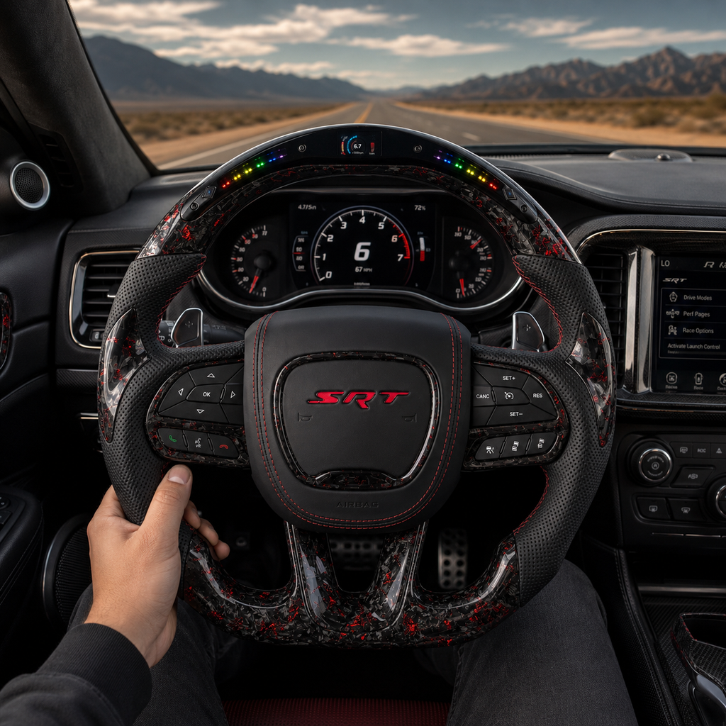 For Dodge Charger, Challenger, Hellcat Charger, Durango SRT, RT GT 2015-2023 Carbon Fiber Steering Wheel - CJ Mod Garage 6