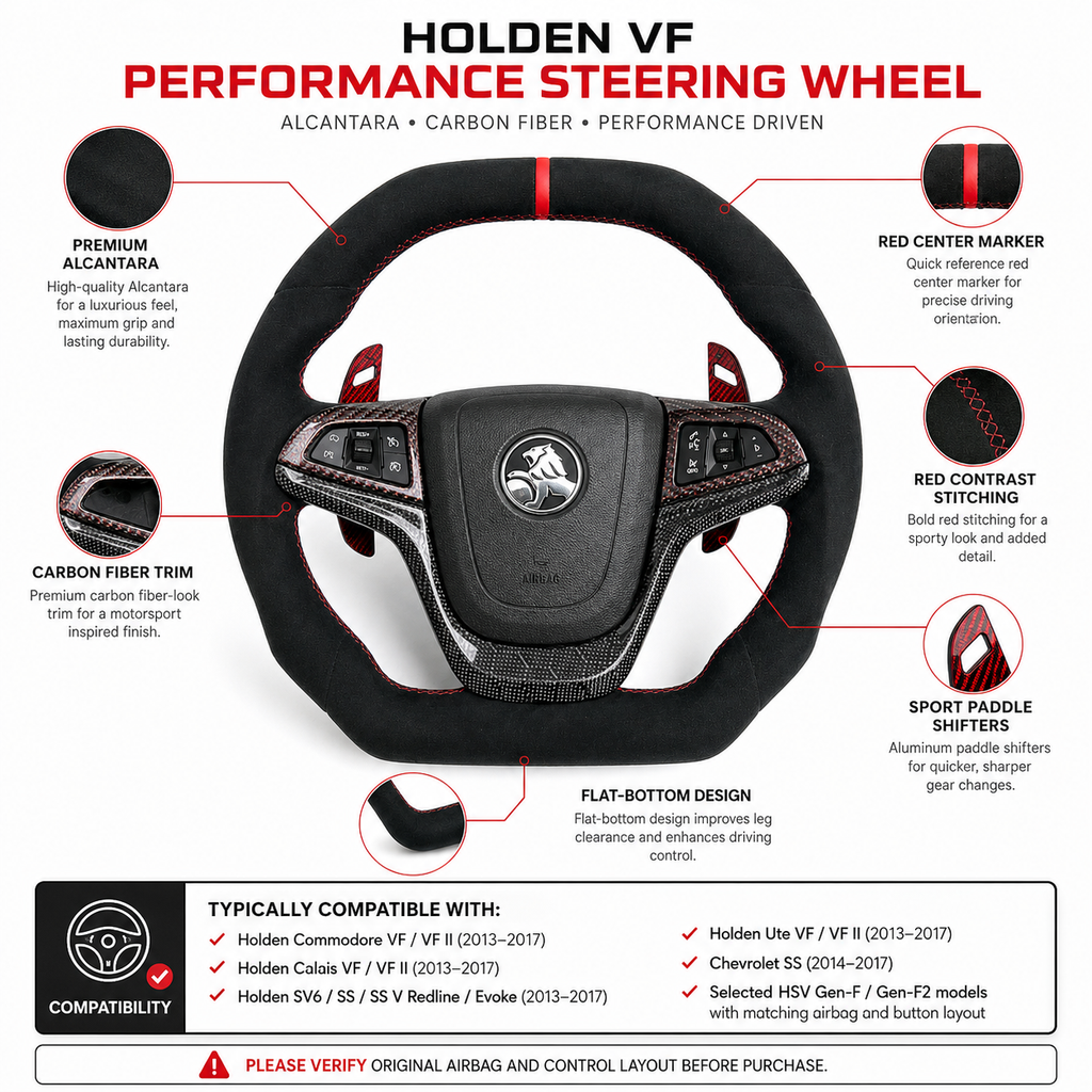 FOR Holden VF HSV CHEVY SS SSV SV6 2013-2017 Carbon Fiber Steering Wheel - CJ Mod Garage 6