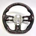 FOR Ford Mustang S550/GT 2015-2023 Carbon Fiber Steering Wheel - Pink Forged Carbon Fiber & Black Perforated Leather - CJ Mod Garage &