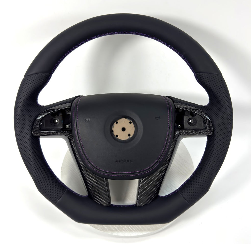 FOR Holden Commodore VE/Pontiac G8 Steering Wheel - Black Smooth Leather & Black Perforated Leather & Airbag Cover - CJ Mod Garage