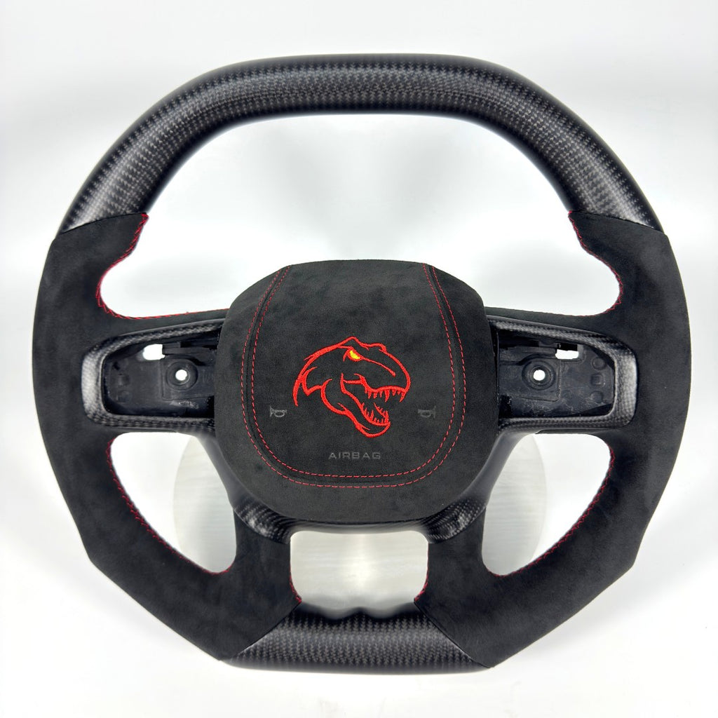 FOR Dodge Ram/Tyrannosaurus Rex Carbon Fiber Steering Wheel - CJ Mod Garage 3