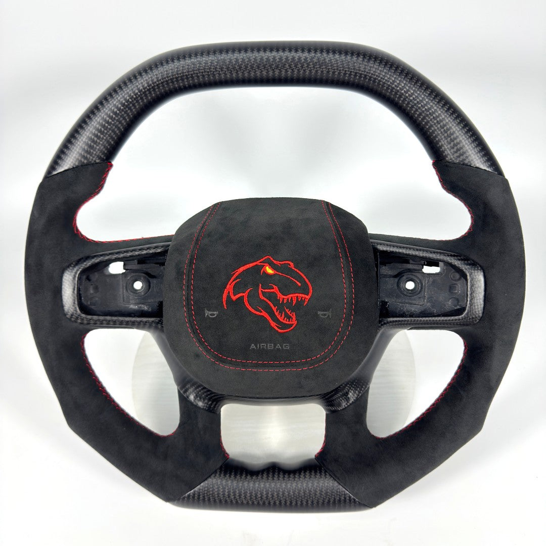 FOR Dodge Ram/Tyrannosaurus Rex Carbon Fiber Steering Wheel - CJ Mod Garage 3