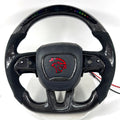 Dodge Hellcat carbon fiber steering wheel with integrated LED shift lights and premium Alcantara wrap