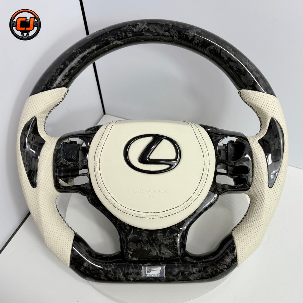 Custom Lexus F Sport Steering Wheel Forged Carbon White Perforated Leather Airbag Cover Included Compatible With Lexus IS 2014 2020 RC 2015 2020 GS 2013 2020 NX 2015 2021 CT 2014 2022 CJ Mod Garage