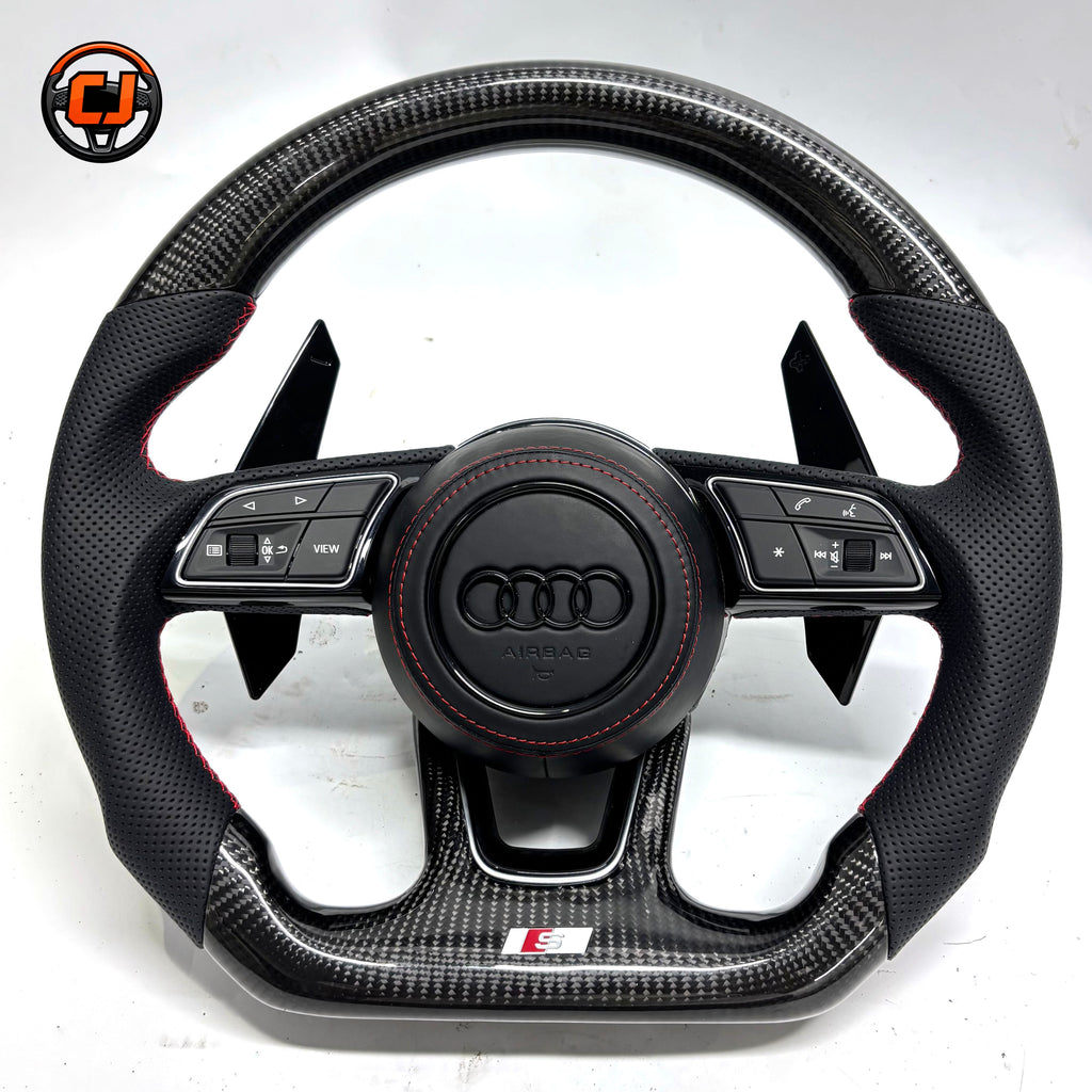 Carbon Fiber Audi Steering Wheel for A1 A3 A4 A5 A6 A7 C6 C7 S3 S4 S5 S7 Q3 Q5 Q7 SQ5 RS RS3 RS5 RS6 B8 B9 8P 8V R8 TT -CJ Mod Garage 94