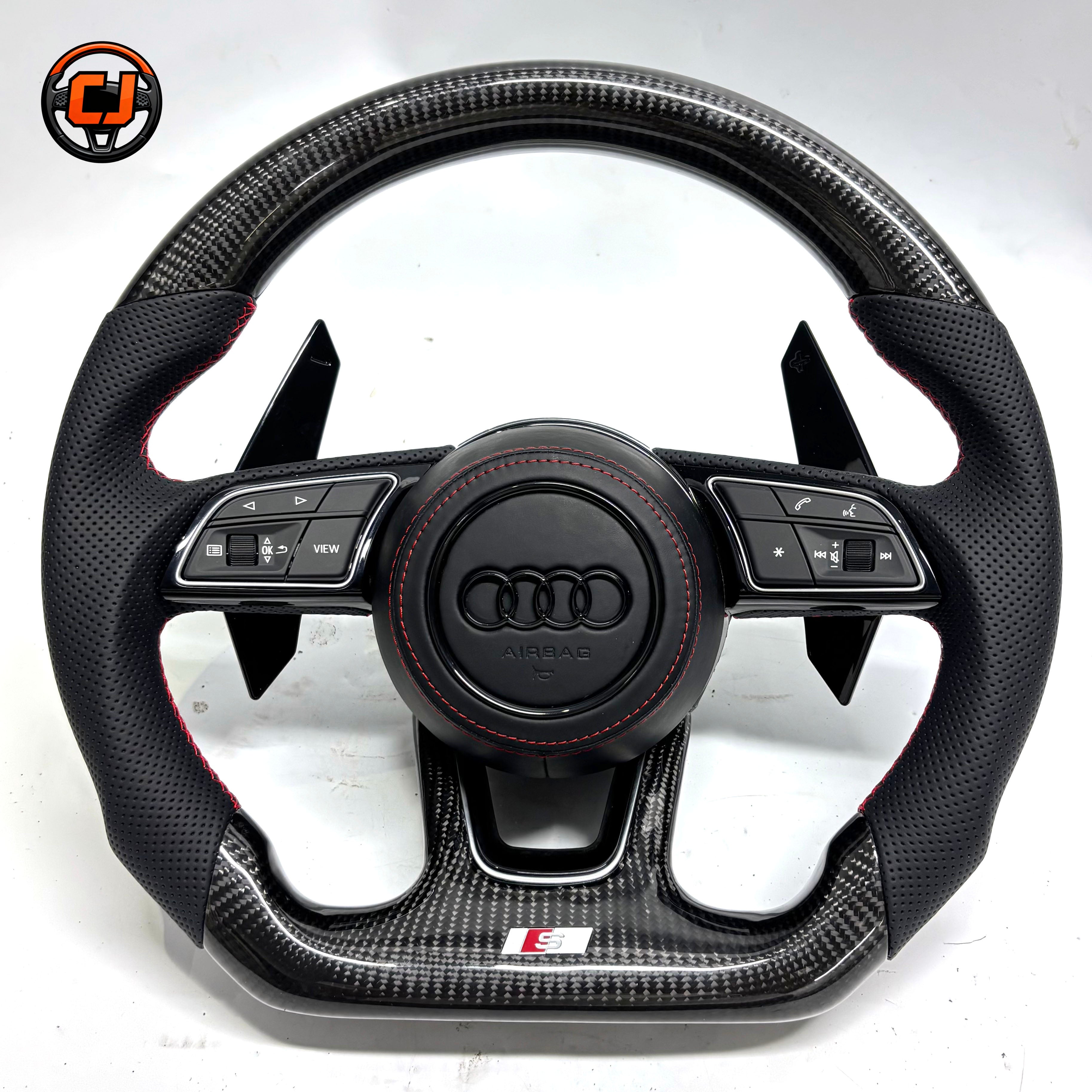 Carbon Fiber Audi Steering Wheel for A1 A3 A4 A5 A6 A7 C6 C7 S3 S4 S5 S7 Q3 Q5 Q7 SQ5 RS RS3 RS5 RS6 B8 B9 8P 8V R8 TT -CJ Mod Garage 94