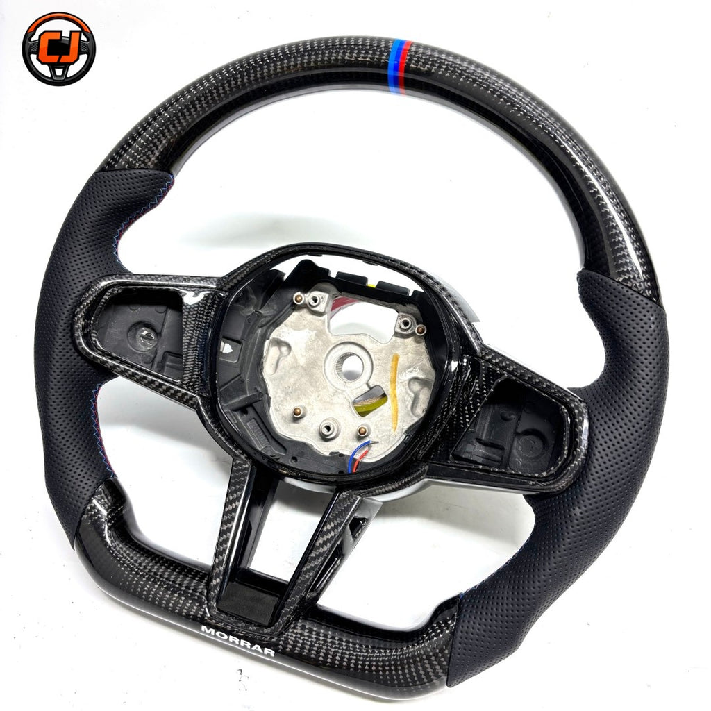BMW G/F Series 2016-2025 3K carbon fiber steering wheel with perforated leather grips by CJ Mod Garage