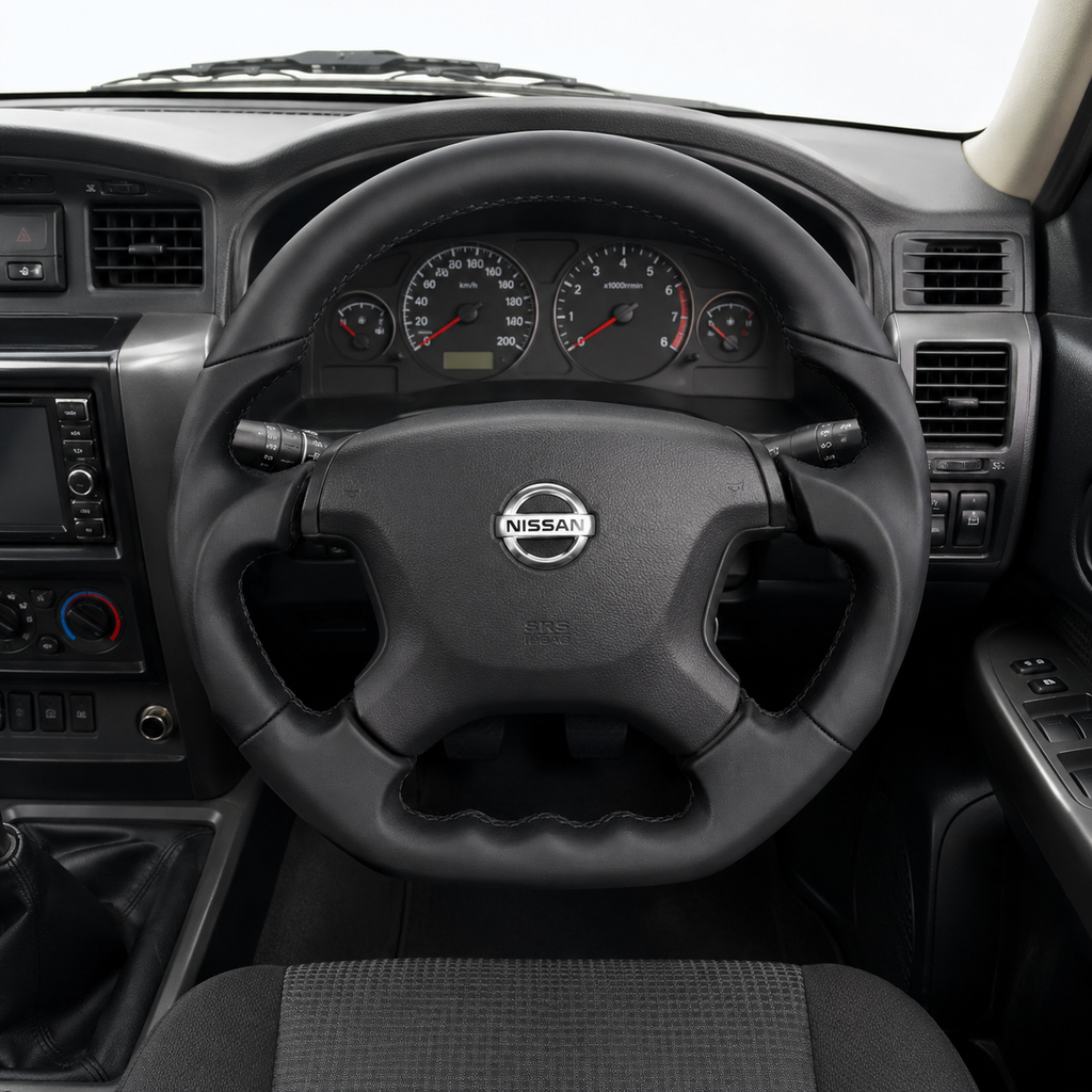 Nissan Patrol Y61 Safari 1997-2016 full leather custom steering wheel interior view by CJ Mod Garage