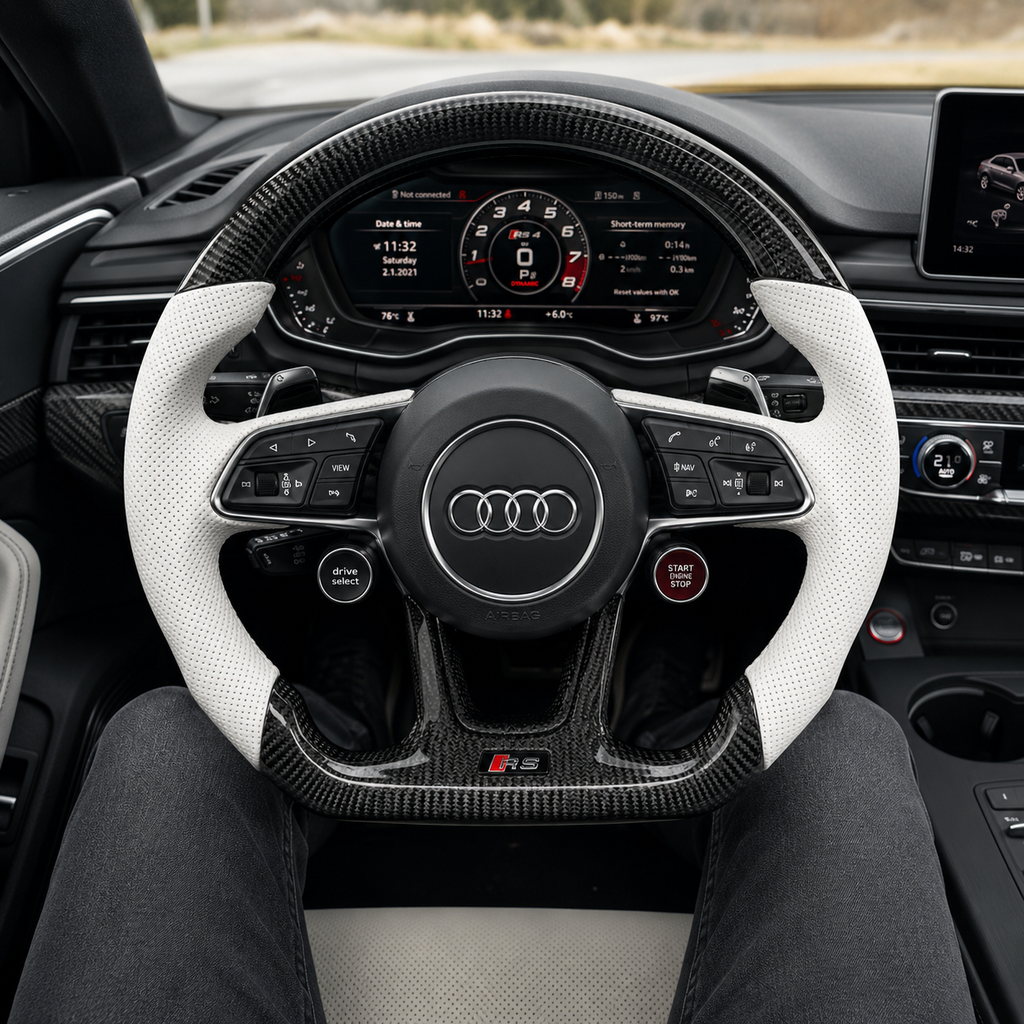 Carbon Fiber Audi Steering Wheel for A1 A3 A4 A5 A6 A7 C6 C7 S3 S4 S5 S7 Q3 Q5 Q7 SQ5 RS RS3 RS5 RS6 B8 B9 8P 8V R8 TT -CJ Mod Garage 13