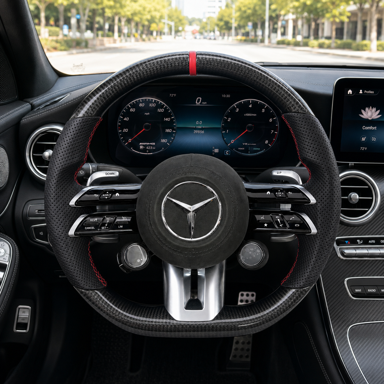 Mercedes W218 CLS 2011-2018 carbon fiber Dragonfly steering wheel with rotary knobs by CJ Mod Garage