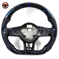 White background photo of blue forged carbon sport steering wheel shell for MK7 GTI Golf 6 7 7 5 R R Line CC Polo Passat B8 CJ Mod Garage