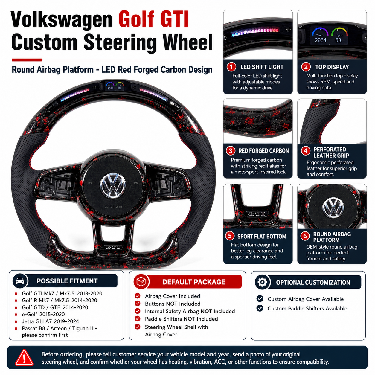 VW Golf GTI red forged carbon LED wheel feature sheet for MK7 GTI Golf 6 7 7 5 R R Line CC Polo Passat B8 CJ Mod Garage