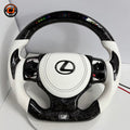 Custom Lexus Steering Wheel With Integrated LED Screen White Perforated Leather And Forged Carbon Finish For Lexus IS 2014 2020 RC 2015 2020 GS 2013 2020 NX 2015 2021 CT 2014 2022 CJ Mod Garage