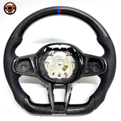 BMW G30 G38 2017-2024 carbon fiber steering wheel shell with perforated leather side grips by CJ Mod Garage