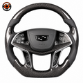Cadillac XT5 CT6 carbon fiber flat-bottom steering wheel with airbag cover and trim openings by CJ Mod Garage
