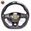 Ford Focus custom carbon fiber LED steering wheel with Alcantara grips and OEM button areas by CJ Mod Garage