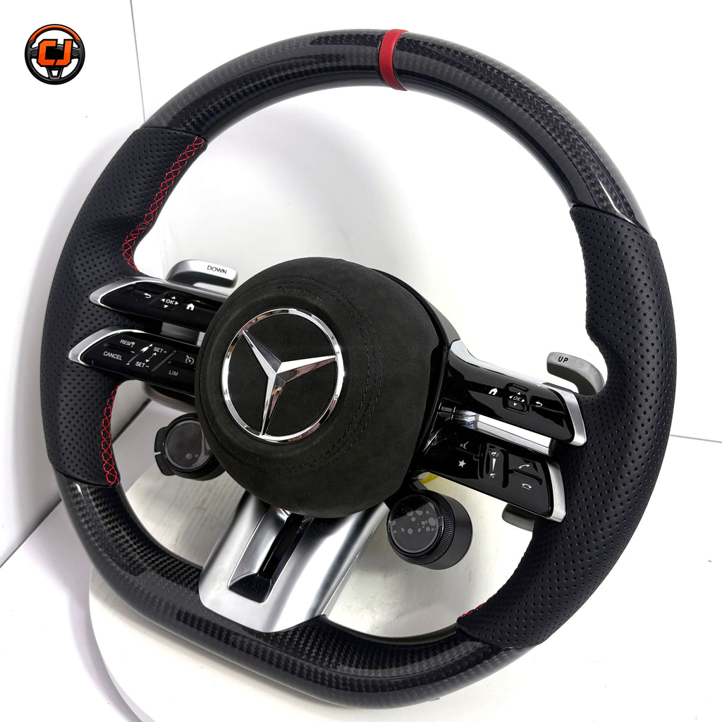 Mercedes W218 CLS 2011-2018 carbon fiber Dragonfly steering wheel with rotary knobs