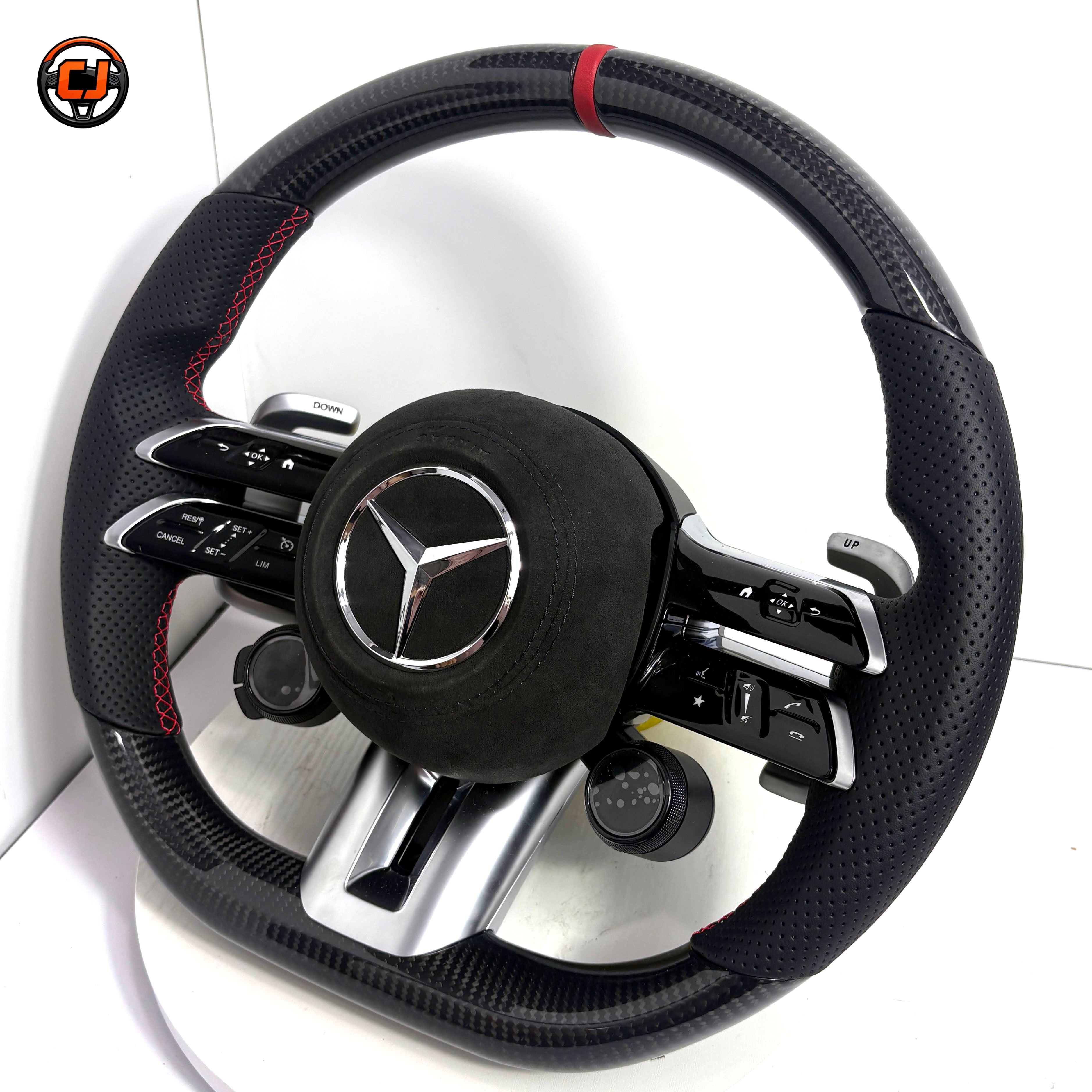 Mercedes W218 CLS 2011-2018 carbon fiber Dragonfly steering wheel with rotary knobs