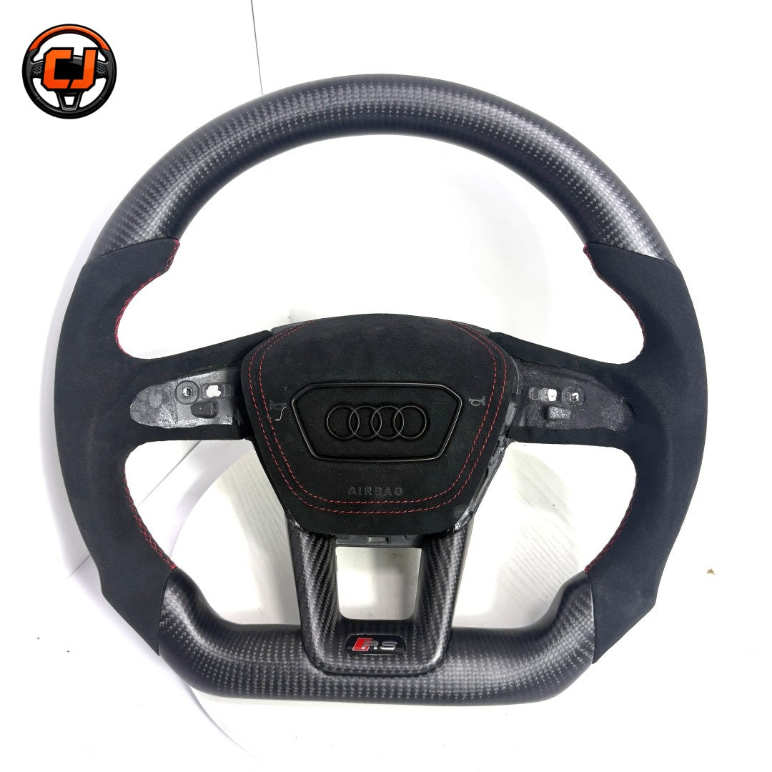 matte carbon fiber steering wheel, suede audi steering wheel, audi flat bottom steering wheel, audi q3 steering wheel upgrade, audi q5 carbon fiber wheel, audi q7 suede steering wheel, audi q8 flat bottom wheel, audi a3 custom steering wheel, audi a4 carbon fiber steering wheel, audi a6 suede sport wheel, audi a7 performance steering wheel, red stripe audi steering wheel, luxury audi interior upgrade, performance flat bottom steering wheel