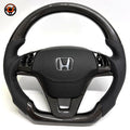 Custom Honda CR-V carbon fiber steering wheel with integrated airbag cover perforated leather grips and premium finish by CJ Mod Garage