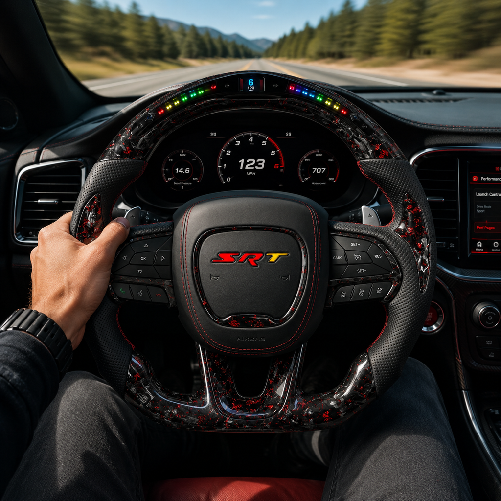 For Dodge Charger, Challenger, Hellcat Charger, Durango SRT, RT GT 2015-2023 Carbon Fiber Steering Wheel - CJ Mod Garage 14