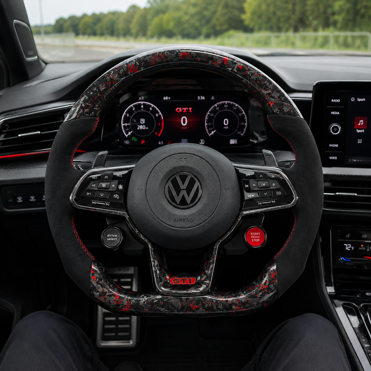 Volkswagen Golf GTI Mk7 and Mk7 5 2013 to 2020 red forged carbon start stop wheel cockpit CJ Mod Garage