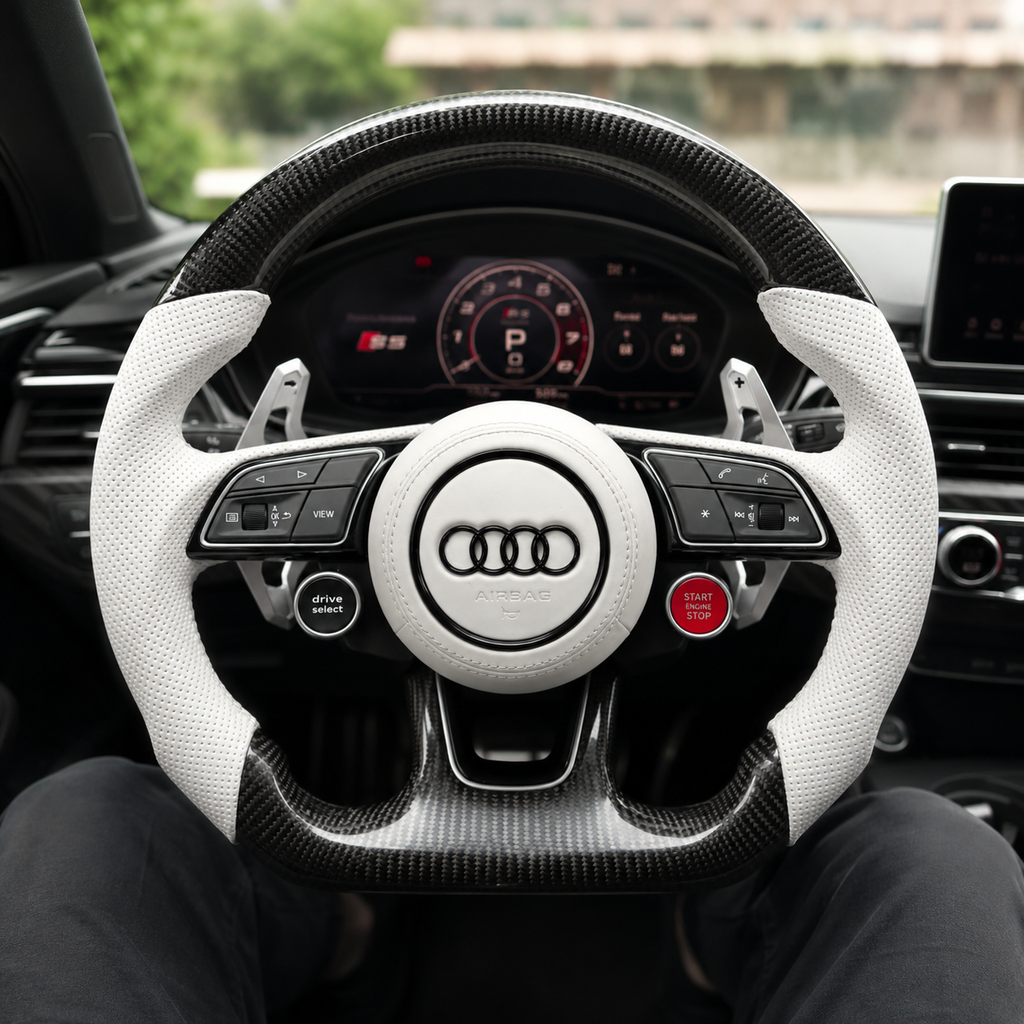 Carbon Fiber Audi Steering Wheel for A1 A3 A4 A5 A6 A7 C6 C7 S3 S4 S5 S7 Q3 Q5 Q7 SQ5 RS RS3 RS5 RS6 B8 B9 8P 8V R8 TT -CJ Mod Garage 15