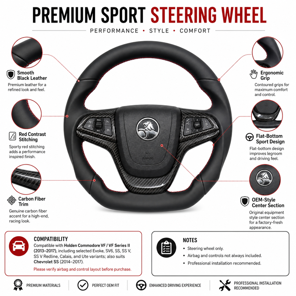 FOR Holden VF HSV CHEVY SS SSV SV6 2013-2017 Carbon Fiber Steering Wheel - CJ Mod Garage 14