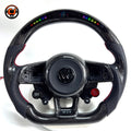Round airbag carbon fiber steering wheel with LED display drive select control and GTI trim for MK7 GTI Golf 6 7 7.5 R R Line CC Polo Passat B8 CJ Mod Garage