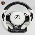 White Leather Lexus Steering Wheel With Gloss Forged Carbon Construction F Sport Inspired Design And Airbag Cover For Lexus IS 2014 2020 RC 2015 2020 GS 2013 2020 NX 2015 2021 CT 2014 2022 CJ Mod Garage