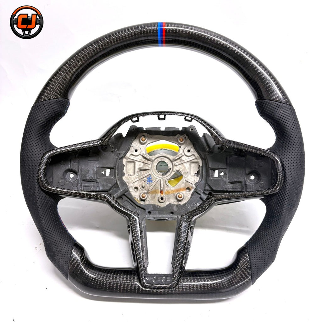 BMW M3 G80 2021-2025 carbon fiber steering wheel shell with perforated leather grips by CJ Mod Garage