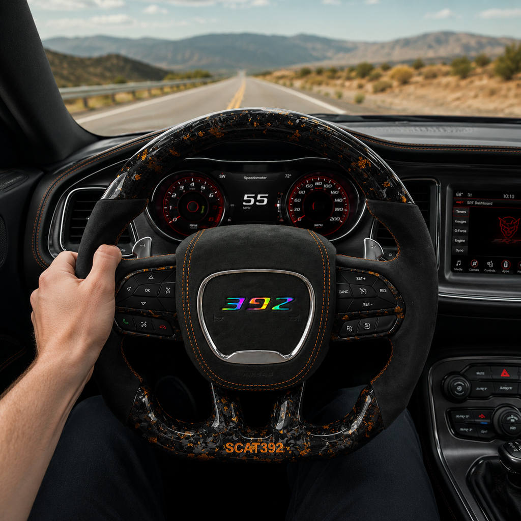 For Dodge Charger, Challenger, Hellcat Charger, Durango SRT, RT GT 2015-2023 Carbon Fiber Steering Wheel - CJ Mod Garage 17