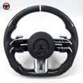 Mercedes W117 CLA 2013-2019 carbon fiber Dragonfly steering wheel front product view by CJ Mod Garage