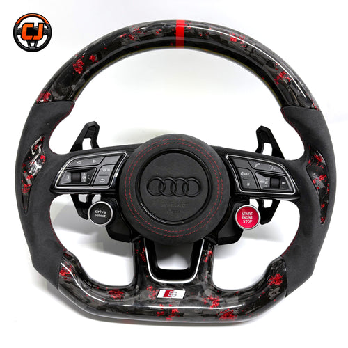 Carbon Fiber Audi Steering Wheel for A1 A3 A4 A5 A6 A7 C6 C7 S3 S4 S5 S7 Q3 Q5 Q7 SQ5 RS RS3 RS5 RS6 B8 B9 8P 8V R8 TT -CJ Mod Garage 99