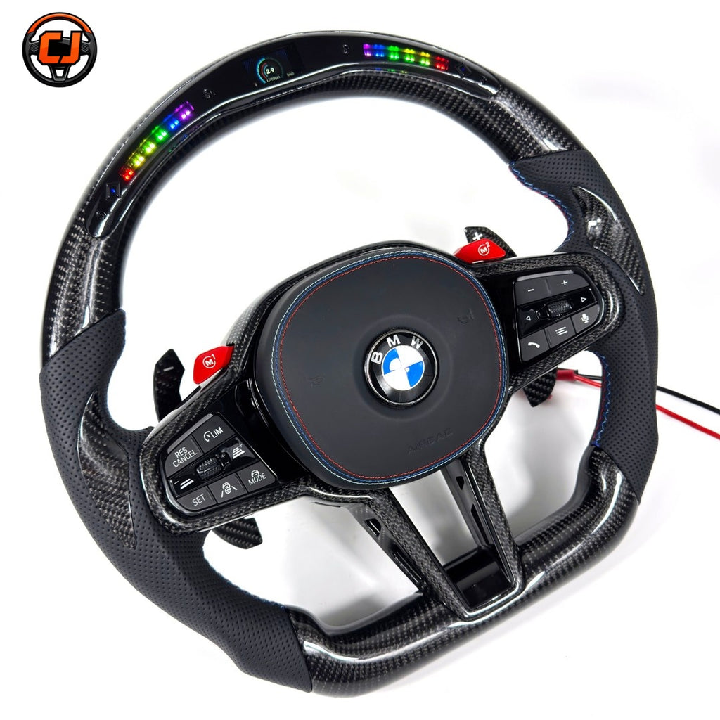 BMW G/F Series 2016-2025 LED carbon fiber steering wheel with M1 M2 buttons by CJ Mod Garage