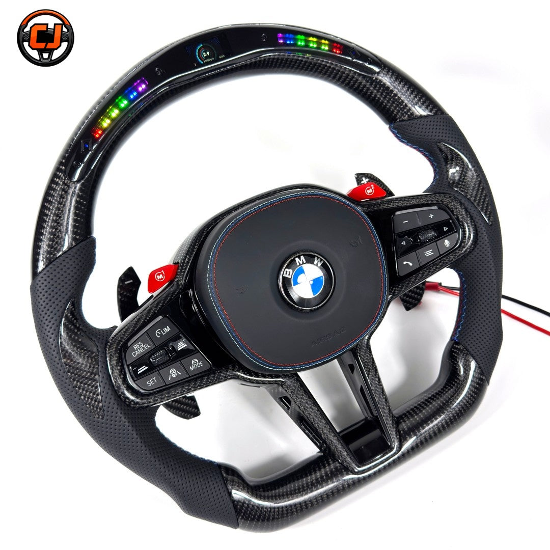 BMW G/F Series 2016-2025 LED carbon fiber steering wheel with M1 M2 buttons by CJ Mod Garage