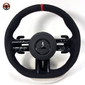 Mercedes W213 E-Class 2016-2023 Alcantara AMG steering wheel with red 12 o clock stripe by CJ Mod Garage