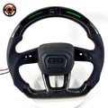 audi steering wheel, carbon fiber steering wheel, audi led steering wheel, audi sport steering wheel, audi custom steering wheel, audi performance wheel, led display steering wheel, audi flat bottom wheel, audi rs steering wheel, audi interior upgrade, carbon fiber audi wheel, audi racing steering wheel, audi red stitch wheel, luxury car steering wheel, aftermarket audi steering wheel