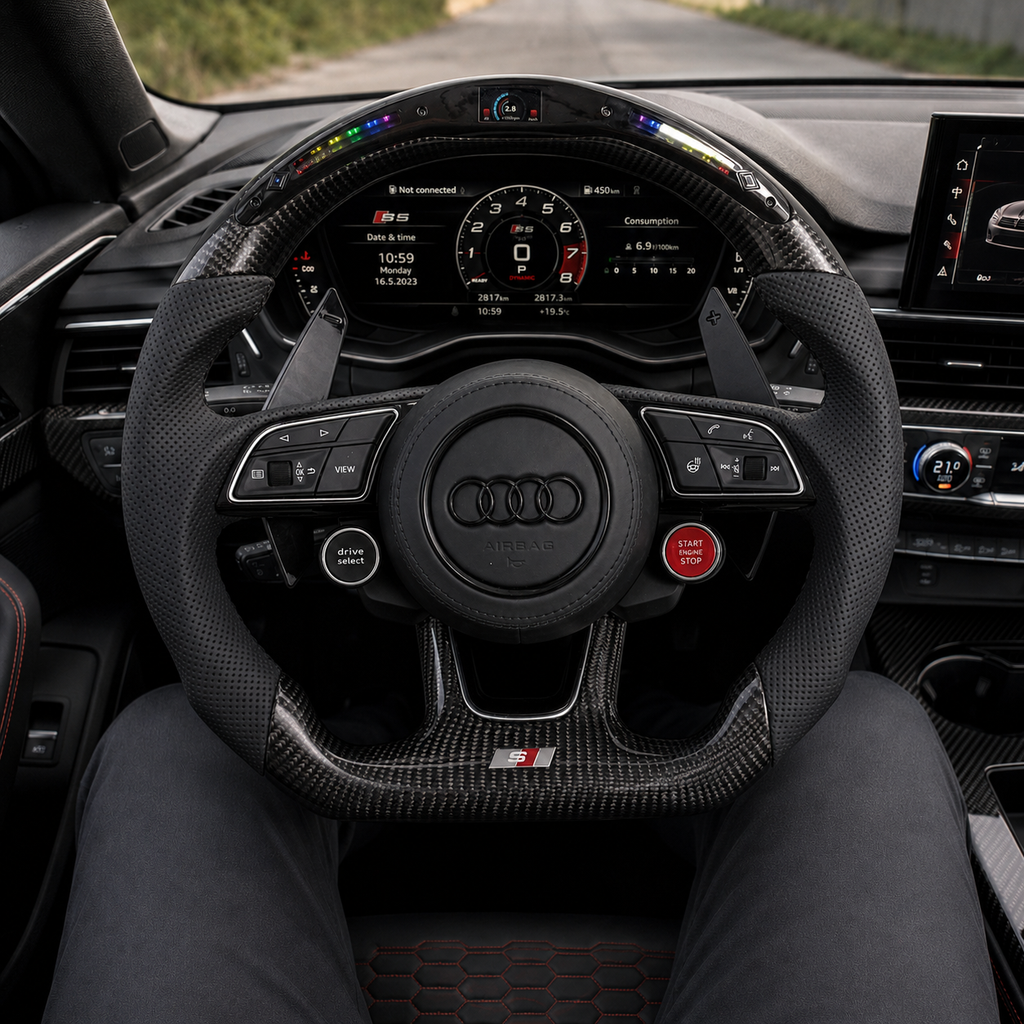 Carbon Fiber Audi Steering Wheel for A1 A3 A4 A5 A6 A7 C6 C7 S3 S4 S5 S7 Q3 Q5 Q7 SQ5 RS RS3 RS5 RS6 B8 B9 8P 8V R8 TT -CJ Mod Garage 32