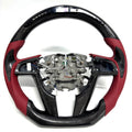 FOR Holden VE/Pontiac G8 Steering Wheel - Black Carbon Fiber & Bordeaux Red Perforated Leather & LED - CJ Mod Garage