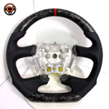Ford Falcon FG XR XR6 XR8 white background steering wheel with forged carbon fiber, black perforated leather and red stitching by CJ Mod Garage