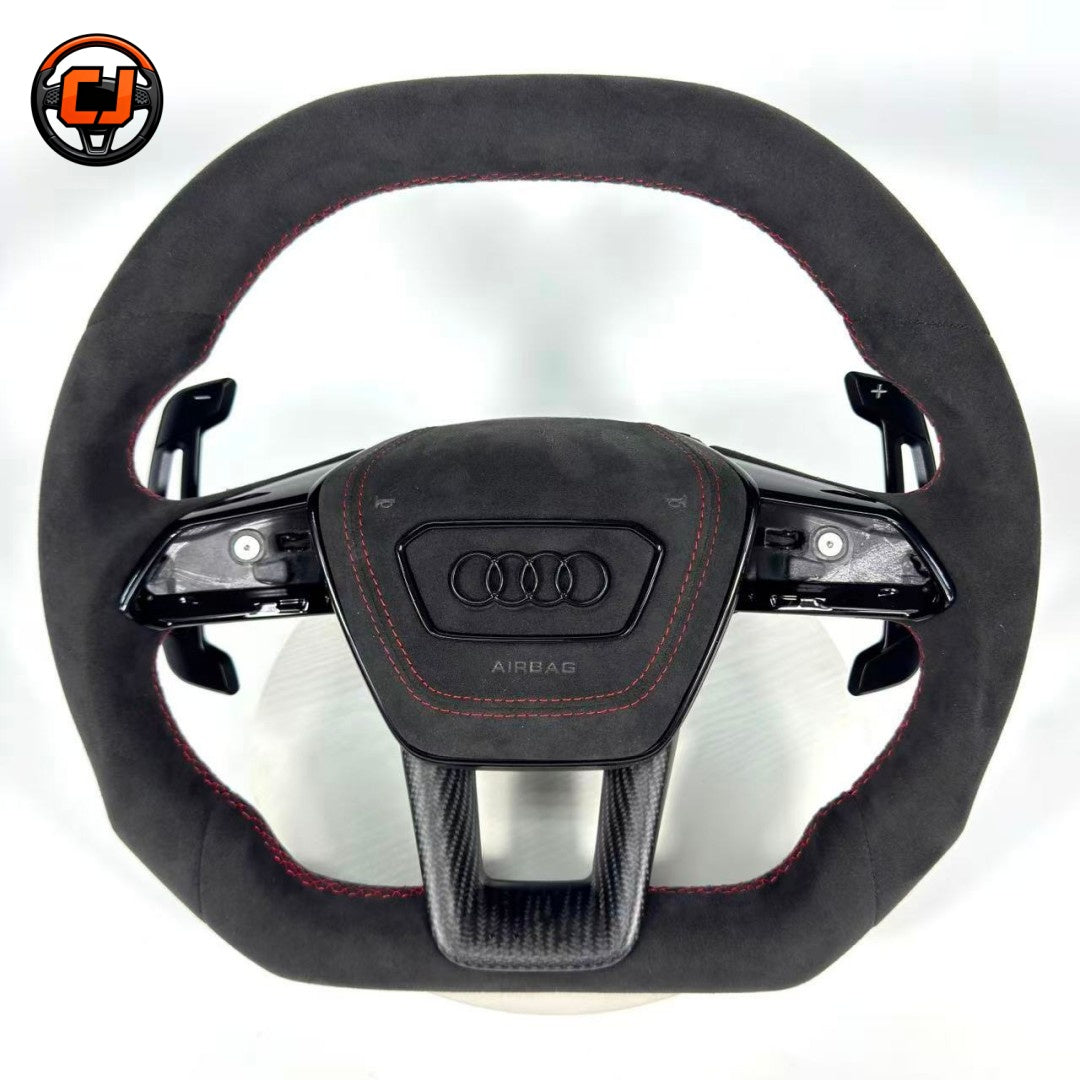  audi alcantara steering wheel, carbon fiber steering wheel, audi custom steering wheel, audi sport steering wheel, flat bottom audi wheel, audi performance steering wheel, audi black red stitch wheel, audi rs steering wheel, luxury car steering wheel, audi interior upgrade, aftermarket audi steering wheel, audi s line steering wheel, audi racing steering wheel, alcantara carbon wheel
