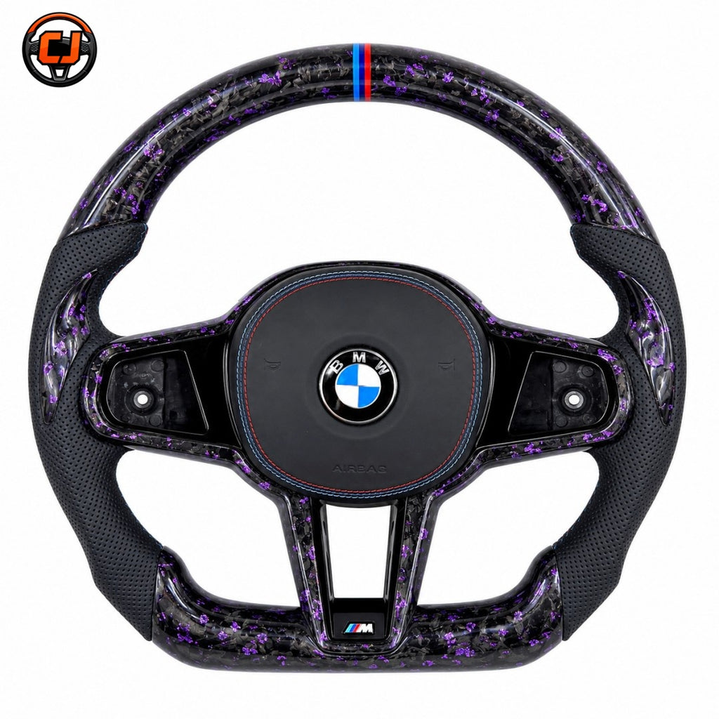 BMW X4 G02 2019-2024 purple forged carbon flat-bottom steering wheel front view by CJ Mod Garage