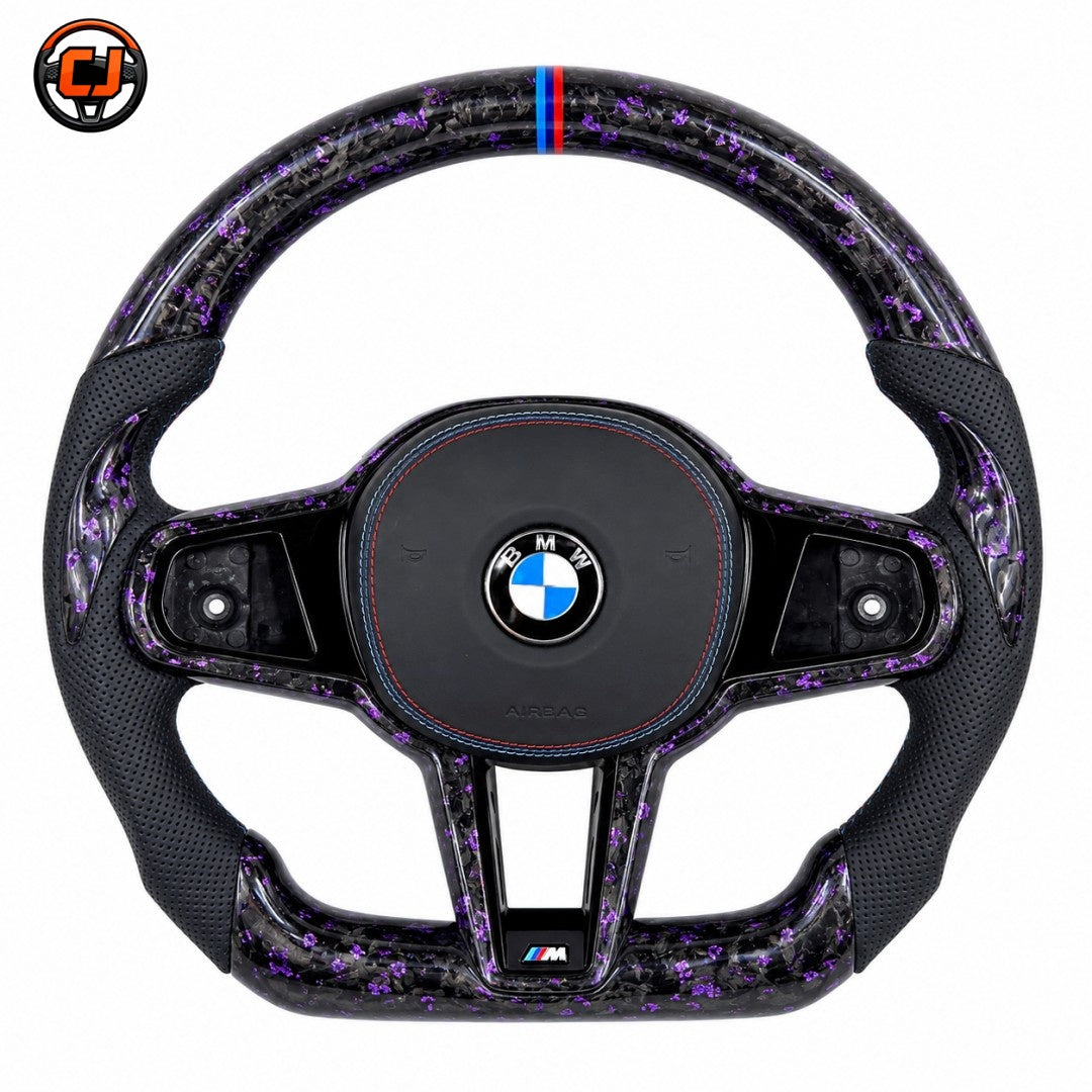 BMW X4 G02 2019-2024 purple forged carbon flat-bottom steering wheel front view by CJ Mod Garage