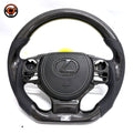 Handcrafted Lexus Carbon Fiber Steering Wheel With Black Perforated Leather White Stitching Airbag Cover And Sport Inspired Shape For Lexus IS 2014 2020 RC 2015 2020 GS 2013 2020 NX 2015 2021 CT 2014 2022 CJ Mod Garage