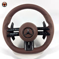 Mercedes W212 E-Class 2009-2016 brown leather Alcantara Dragonfly steering wheel by CJ Mod Garage