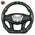 Cadillac XT5 CT6 green forged carbon flat-bottom steering wheel with perforated side grips by CJ Mod Garage